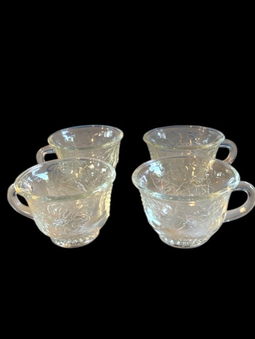 Vintage Indiana Glass Princess Clear Harvest Grape Punch Cups-Set of 4 1970’s